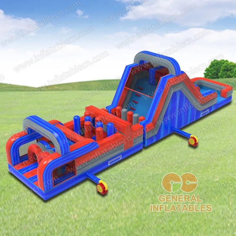 GO-218 Red/blue marble wet/dry obstacle with inflated pool