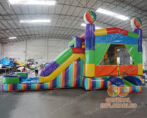 GWC-082 Combo inflable con ladrillos con tobogán húmedo/seco